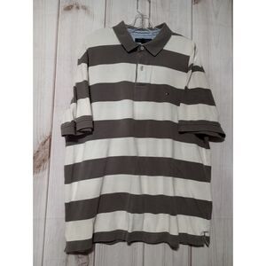 Tommy Hilfiger Shirt Men's XXL Gray Cream‎ Polo Short Sleeve